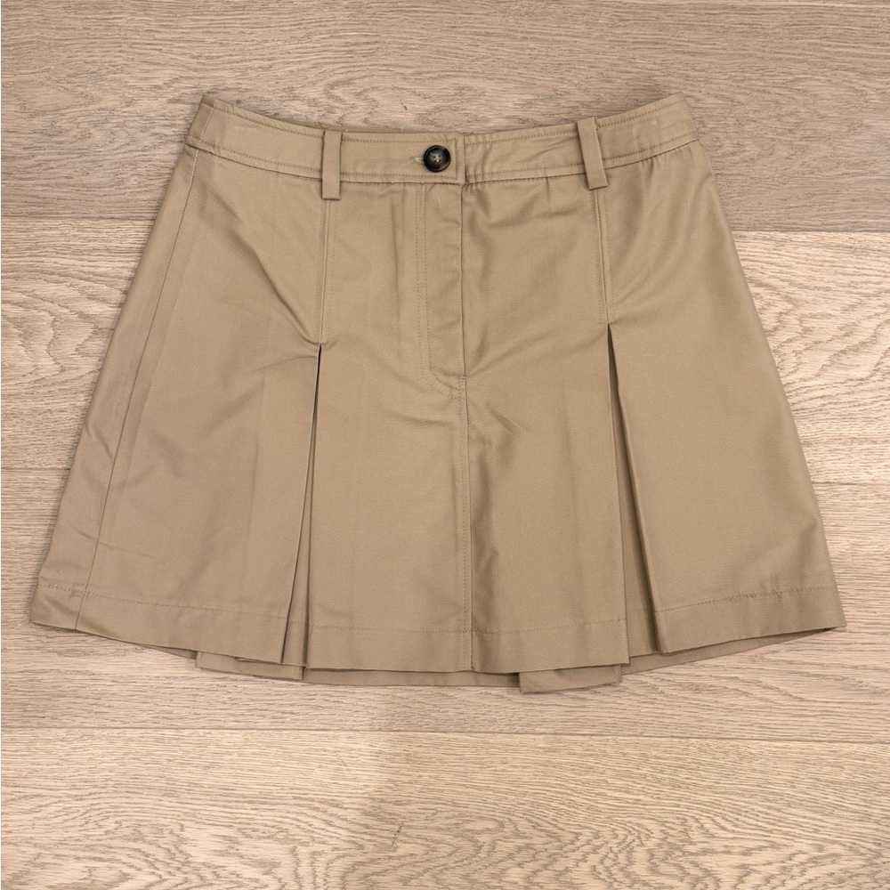 Tan Pleated Mini Skirt